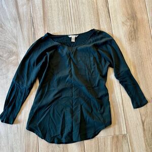 Banana Republic Women's Black Silk Blouse Size S Scoop Neck 3/4 Sleeve